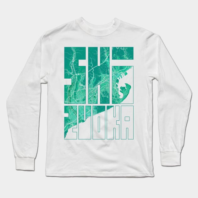 Shizuoka, Japan City Map Typography - Watercolor Long Sleeve T-Shirt by deMAP Studio